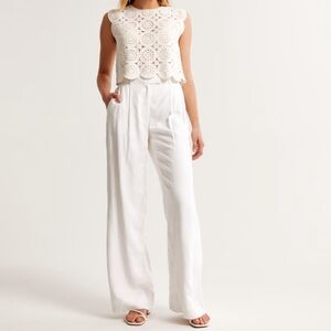 NWOT Abercrombie & Fitch Harper Tailored Linen Blend Pants, 29 8 Long, White